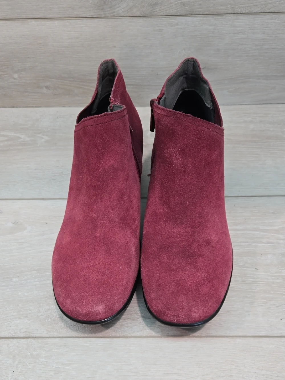 Skechers Women Memory Foam Burgundy Suede Wedge Ankle Boots Shoes Sz 8
